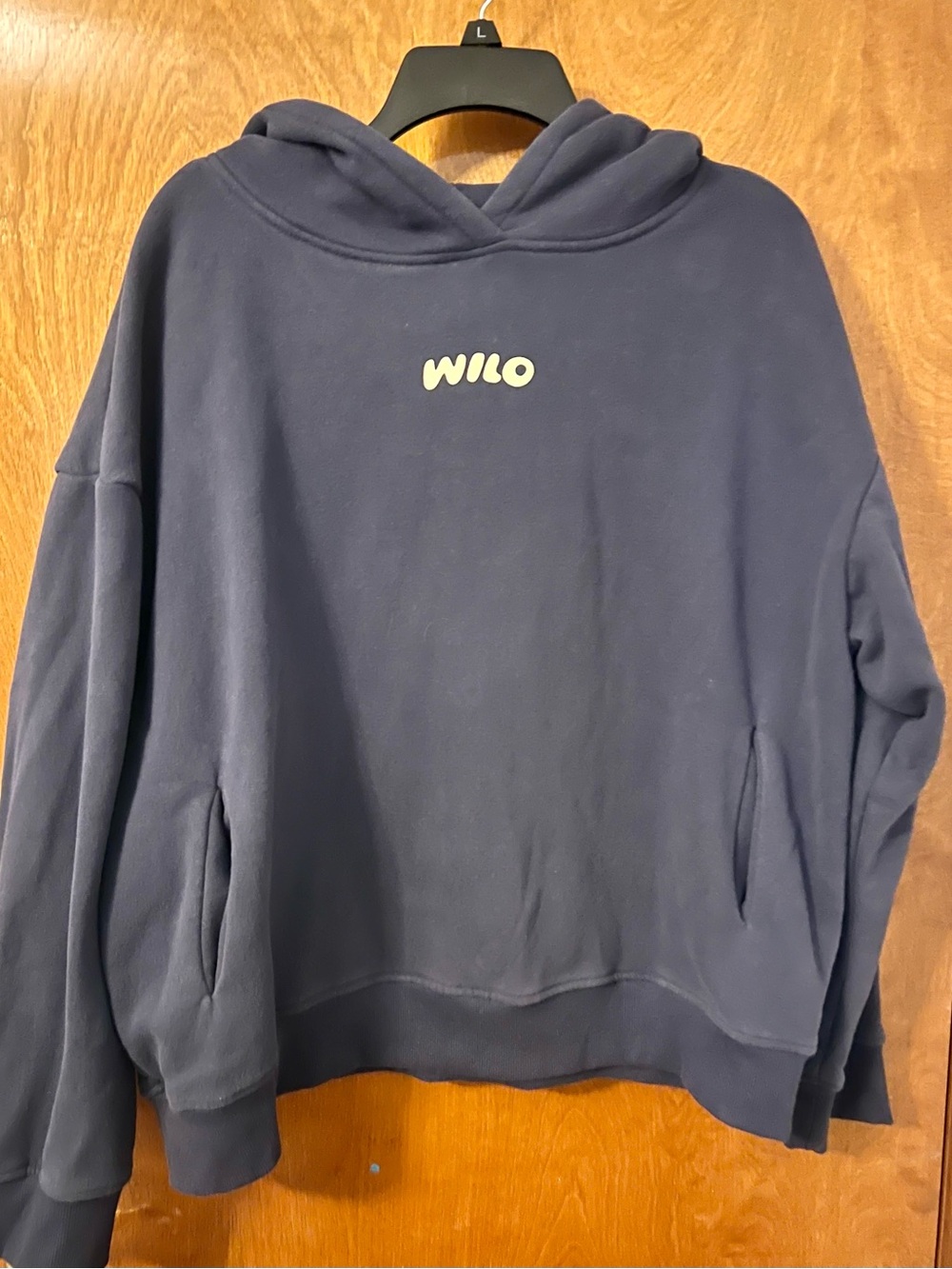 Wilo Women's Navy Hooded Sweatshirt - fits like a medium